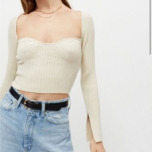 Urban outfitters cropped sweetheart neck sweater